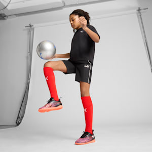 FUTURE 8 PLAY Turf Training Big Kids' Soccer Cleats, PUMA Black-PUMA White-Glowing Red, extralarge