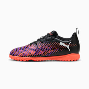 FUTURE 8 PLAY Turf Training Big Kids' Soccer Cleats, PUMA Black-PUMA White-Glowing Red, extralarge