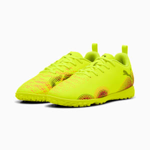 FUTURE 8 PLAY Turf Training Big Kids' Soccer Cleats, Yellow Alert-PUMA Black-Sun Struck, extralarge