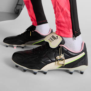 KING TOP x MUNDIAL Firm Ground/Artificial Ground Men's Soccer Cleats, PUMA Black-PUMA White-Poison Pink, extralarge