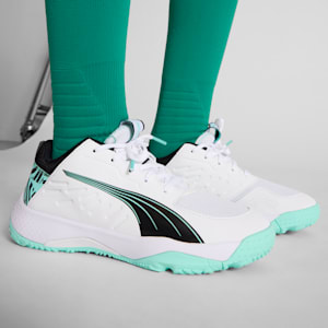 Accelerate UNTMD Handball Shoes Youth, PUMA White-PUMA Black-Electric Peppermint, extralarge