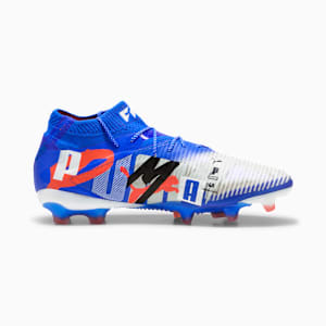 FUTURE 8 ULTIMATE FOREVER Firm Ground Men's Soccer Cleats, PUMA White-Ultra Blue-Feather Gray-PUMA Black-Glowing Red, extralarge