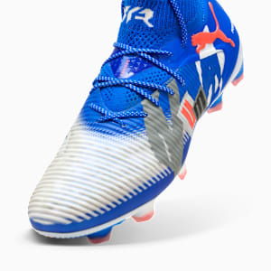 Botas de fútbol FUTURE 8 ULTIMATE FOREVER FG Unisex, PUMA White-Ultra Blue-Feather Gray-PUMA Black-Glowing Red, extralarge