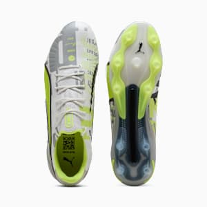 KING ULTIMATE FOREVER Firm Ground/Artificial Ground Men's Soccer Cleats, Feather Gray-Electric Lime-PUMA White-Flat Light Gray, extralarge
