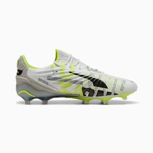 KING ULTIMATE FOREVER Firm Ground/Artificial Ground Men's Soccer Cleats, Feather Gray-Electric Lime-PUMA White-Flat Light Gray, extralarge