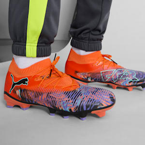 FUTURE 8 MATCH CREATIVITY Firm Ground/Artificial Ground Men's Soccer Cleats, Orange Poppy-PUMA Black-Dark Amethyst-Electric Peppermint, extralarge