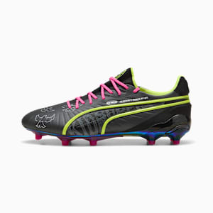 PUMA x KIDSUPER KING ULTIMATE Firm Ground/Artificial Gound Men's Soccer Cleats, PUMA Black-Electric Lime-Strong Gray-Ravish-PUMA White, extralarge