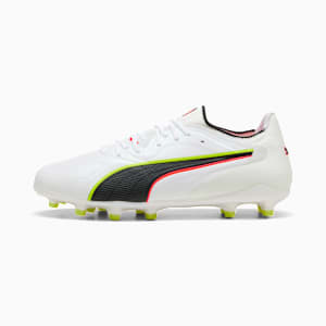 KING 20 ULTIMATE FG/AG Football Boots Unisex, PUMA White-Glowing Red-Yellow Alert, large-GBR