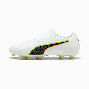 KING 20 MATCH FG/AG Football Boots Unisex, PUMA White-Glowing Red-Yellow Alert, large-GBR