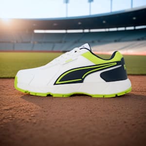 Cricket Strike Men's Shoes, PUMA White-Lime Smash-Club Navy, extralarge-IND