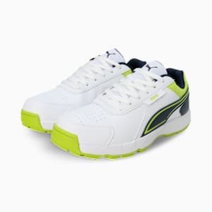 Cricket Strike Men's Shoes, PUMA White-Lime Smash-Club Navy, extralarge-IND