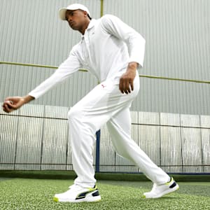 Cricket Strike Men's Shoes, PUMA White-Lime Smash-Club Navy, extralarge-IND