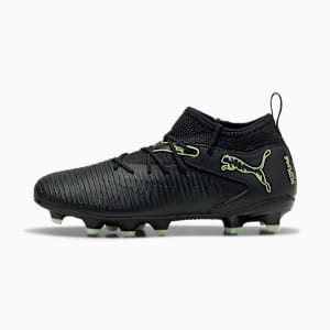FUTURE 8 MATCH Kids' Firm/Artificial Ground Soccer Cleats, PUMA Black-Fizzy Light-Green Terrain, large