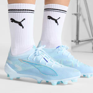 Tacos de fútbol ULTRA 5 ULTIMATE FG para mujer, Icy Blue-PUMA White-Light Aqua, extralarge