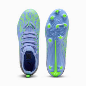 Tacos de fútbol PUMA x CHRISTIAN PULISIC ULTRA 5 MATCH Chasing the Dream Terreno firme/artificial para niños grandes, Elektro Purple-Green Glare-PUMA Black, extralarge