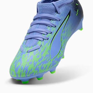 Tacos de fútbol PUMA x CHRISTIAN PULISIC ULTRA 5 MATCH Chasing the Dream Terreno firme/artificial para niños grandes, Elektro Purple-Green Glare-PUMA Black, extralarge