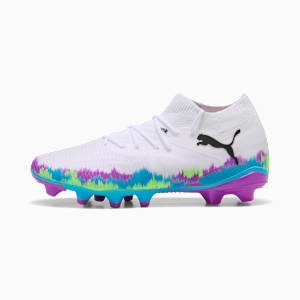 FUTURE 8 MATCH BRILLIANCE FG/AG Soccer Cleats Women, PUMA White-Fizzy Apple-Bright Aqua-Pure Magenta, extralarge