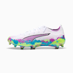 ULTRA 6 ULTIMATE FG soccer cleats Women, PUMA White-Fizzy Apple-Bright Aqua-Pure Magenta, extralarge