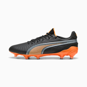 KING ULTIMATE Women's Firm/Artificial Ground Soccer Cleats, PUMA Black-Heat Fire-PUMA Silver, extralarge