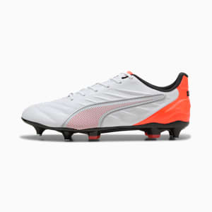 KING PRO MxSG Football Boots Unisex, PUMA White-PUMA Silver-Glowing Red, extralarge-GBR