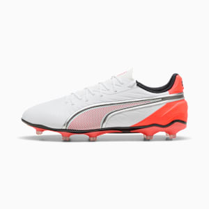 KING MATCH FG/AG Football Boots Unisex, PUMA White-PUMA Silver-Glowing Red, extralarge-GBR