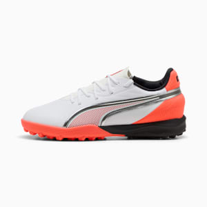 KING MATCH TT Football Boots Youth, PUMA White-Glowing Red-PUMA Black-PUMA Silver, extralarge-GBR