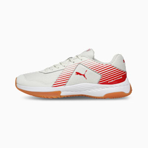 Badminton Smash Sprint Indoor Sports Shoes, Warm White-Chili Oil, extralarge-IND
