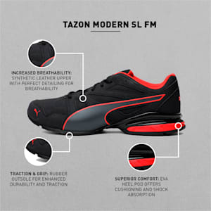Tazon Modern Men's Running Shoes, Puma Black-Flame Scarlet