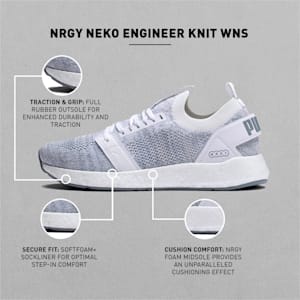 NRGY Neko Engineer Knit SoftFoam + Women's Running Shoes, Puma White-Quarry