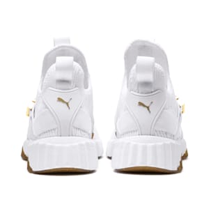 Tenis para mujer Defy Varsity Mid, Puma White-Metallic Gold, extralarge