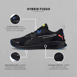 HYBRID Fuego Men's Running Shoes, Puma Black-Lava Blast-Yellow Alert, extralarge-IND