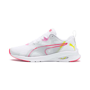 Hybrid Fuego Women's Running Shoes, Puma White-Pink Alert-Yellow Alert, extralarge-IND