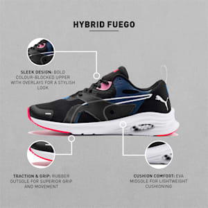 Hybrid Fuego Women's Running Shoes, Puma Black-Blue Glimmer-Nrgy Rose, extralarge-IND