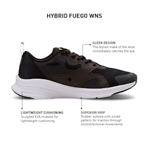 Hybrid Fuego Women's Running Shoes, Puma Black-Yellow Alert, extralarge-IND