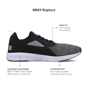 NRGY Rupture Unisex Running Shoes, Puma Black-Puma Team Gold