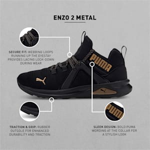 Enzo 2 Metal Women's Running Shoes, Puma Black-Gold