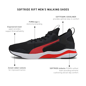 SOFTRIDE Rift Men's Walking Shoes, Puma Black-High Risk Red, extralarge-IND