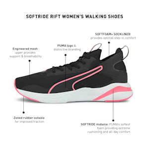 Softride Rift Women's Walking Shoes, Puma Black-Luminous Peach