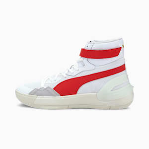 Sky Modern Basketball Shoes, Puma White-High Risk Red, extralarge