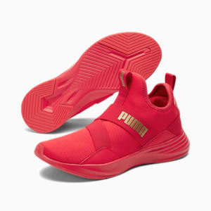 Zapatos de entrenamiento de media caña Radiate para mujer, High Risk Red-Puma Team Gold
