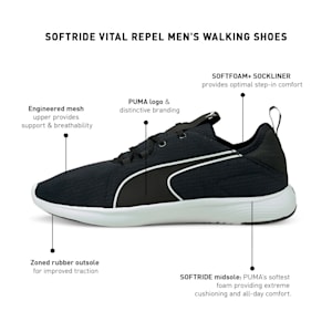 Softride Vital Repel Men's Walking Shoes, Puma Black-Puma White