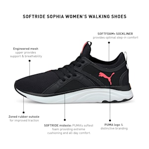 SOFTRIDE Sophia Women's Walking Shoes, Puma Black-Ignite Pink-Puma White, extralarge-IND