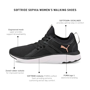 Softride Sophia Women's Walking Shoes, Puma Black-Rose Gold