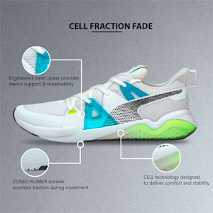 Cell Fraction Fade Men's Running Shoes, Puma White-Scuba Blue-Yellow Alert, extralarge-IND