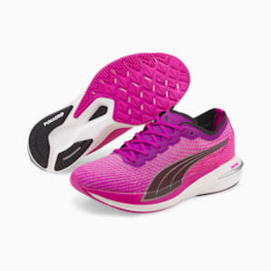 Deviate Nitro Women's Running Shoes, Deep Orchid-Puma Black-Metallic Silver, extralarge-IND