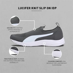 Lucifer Knit Men's Slip-On Shoes, Dark Shadow-Puma White