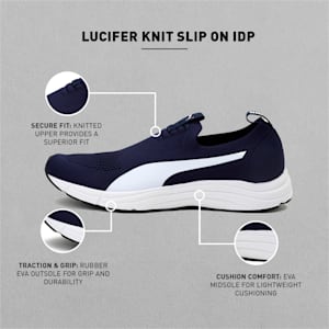 Lucifer Knit Men's Slip-On Shoes, Peacoat-Puma White