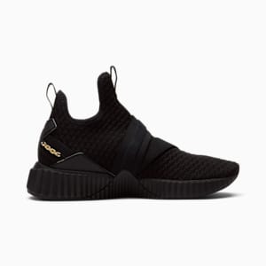 Zapatos de entrenamiento para mujer de media caña Defy, Puma Black-Gold, extralarge