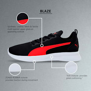 Blaze Unisex Running Shoes, Puma Black-High Risk Red-Puma White, extralarge-IND