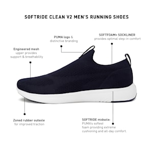 Softride Clean V2 Men's Running Shoes, Peacoat-Puma White